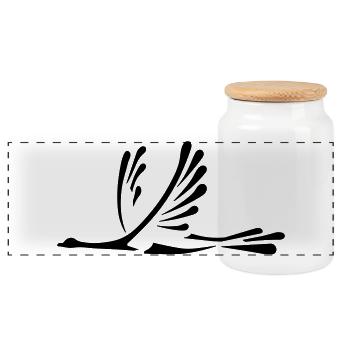 Bird - Panoramic Cookie Jar with Wooden Lid - white - Front