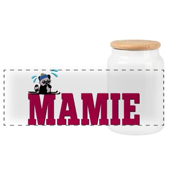 MAMIE Grand-Mère Ski - Boîte à biscuits avec couvercle en bois - blanc - Devant