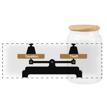 Balance de la réalité : impôts vs. vol - Boîte à biscuits avec couvercle en bois - blanc - Devant