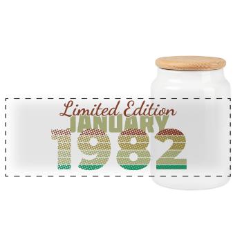 44th Birthday Limited Edition (SCR) 01/1982 - Panoramic Cookie Jar with Wooden Lid - white - Front