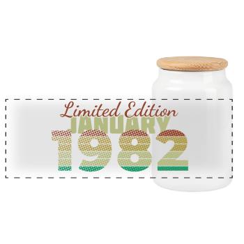 44th Birthday Limited Edition (SCR) 01/1982 - Panoramic Cookie Jar with Wooden Lid - white - Front