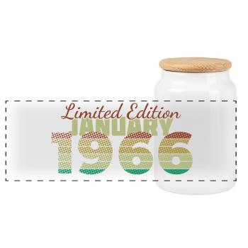 60. Geburtstag Limited Edition (SCR) 01/1966 - Panorama Keksdose mit Holzdeckel - Weiß - Vorne