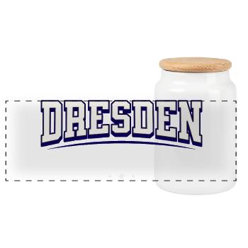 Dresden Germany Vintage College Design - Panoramic Cookie Jar with Wooden Lid - white - Front