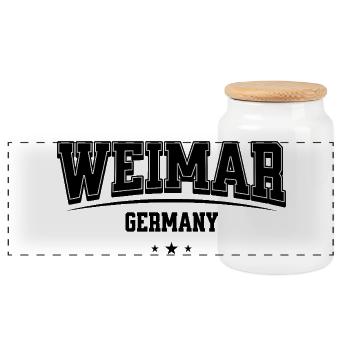 Lettrage des collèges de Weimar, Allemagne - Boîte à biscuits avec couvercle en bois - blanc - Devant