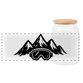 Skibrille Ski Berge Piste Symbol - Panorama Keksdose mit Holzdeckel - Weiß - Vorne