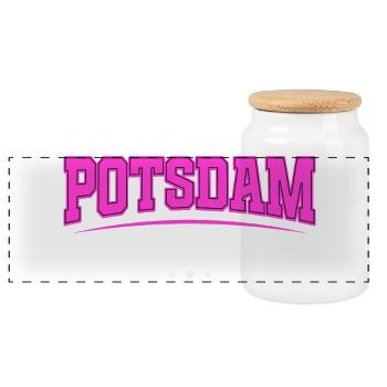 Potsdam Germany Urban College Style - Panoramic Cookie Jar with Wooden Lid - white - Front
