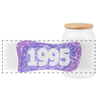 1995 - Panorama Keksdose mit Holzdeckel - Weiß - Vorne