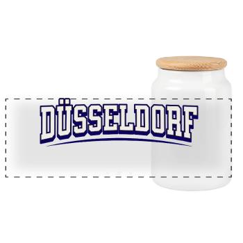 Logo universitaire de Düsseldorf, Allemagne - Boîte à biscuits avec couvercle en bois - blanc - Devant