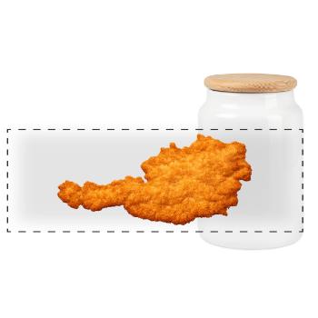 Schnitzel Österreich Kult & Leibspeise - Panorama Keksdose mit Holzdeckel - Weiß - Vorne