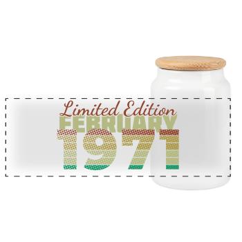 55th Birthday Limited Edition (SCR) 02/1971 - Panoramic Cookie Jar with Wooden Lid - white - Front