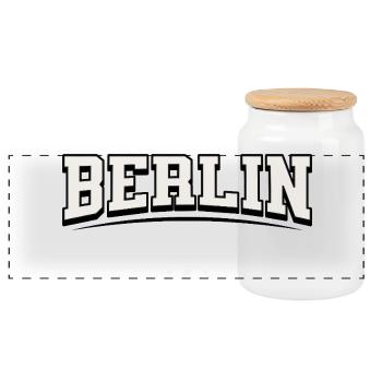 Berlin Arch Vintage Deutschland - Panorama Keksdose mit Holzdeckel - Weiß - Vorne