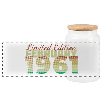 65th Birthday Limited Edition (SCR) 02/1961 - Panoramic Cookie Jar with Wooden Lid - white - Front