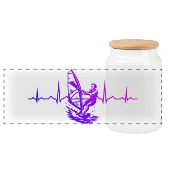 Statement for all windsurfers - Panoramic Cookie Jar with Wooden Lid - white - Front