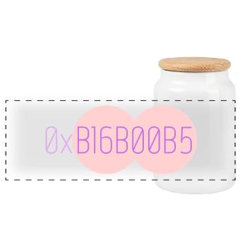 0xB16B00B5 Leetspeak - Panoramic Cookie Jar with Wooden Lid - white - Front