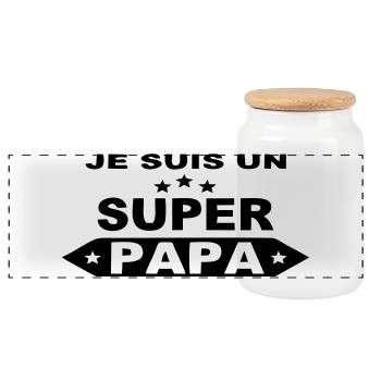 Je suis un super papa - Boîte à biscuits avec couvercle en bois - blanc - Devant