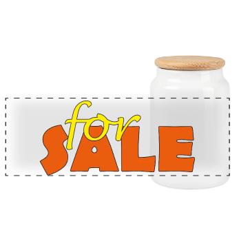 for sale - Panoramic Cookie Jar with Wooden Lid - white - Front