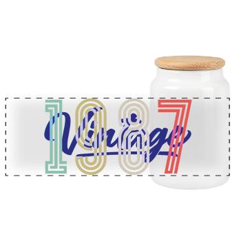 1987 Jahrgang Vintage Geburtstag Geschenk - Panorama Keksdose mit Holzdeckel - Weiß - Vorne