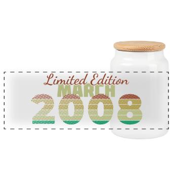 18th Birthday Limited Edition (SCR) 03/2008 - Panoramic Cookie Jar with Wooden Lid - white - Front