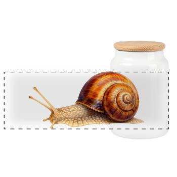 Timelessly Slow – Detailed Snail - Panoramic Cookie Jar with Wooden Lid - white - Front