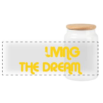 LIVING THE DREAM - Panoramic Cookie Jar with Wooden Lid - white - Front