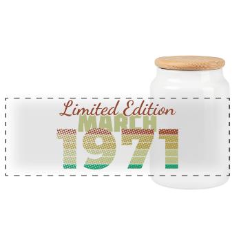 55th Birthday Limited Edition (SCR) 03/1971 - Panoramic Cookie Jar with Wooden Lid - white - Front