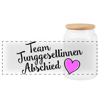 Hen Party Team - Panoramic Cookie Jar with Wooden Lid - white - Front
