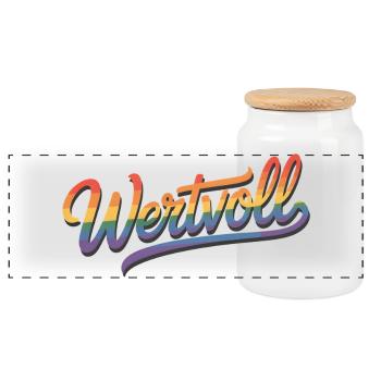 Valuable - Human Dignity LGBT Rainbow Gay Pride - Panoramic Cookie Jar with Wooden Lid - white - Front