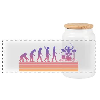 Drummer Evolution - Panoramic Cookie Jar with Wooden Lid - white - Front