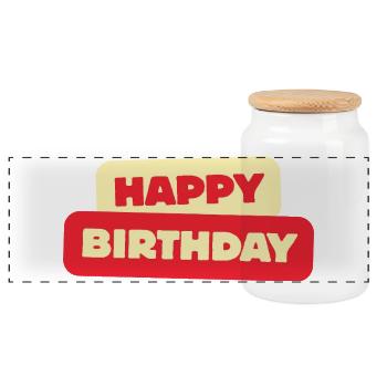 Happy Birthday - Panorama Keksdose mit Holzdeckel - Weiß - Vorne