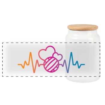 Volleyball heartbeat - Panoramic Cookie Jar with Wooden Lid - white - Front