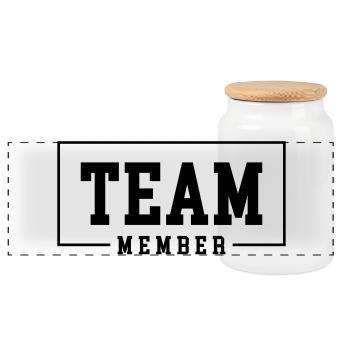 Team Member - Panoramic Cookie Jar with Wooden Lid - white - Front