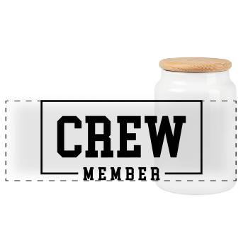 crew member - Panoramic Cookie Jar with Wooden Lid - white - Front