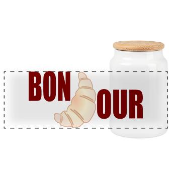 Bonjour Croissants - Boîte à biscuits avec couvercle en bois - blanc - Devant