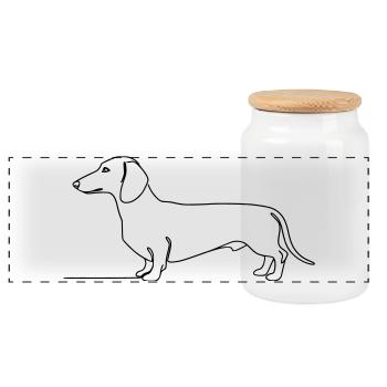 Dachshund Dachshund One Line Art - Panoramic Cookie Jar with Wooden Lid - white - Front