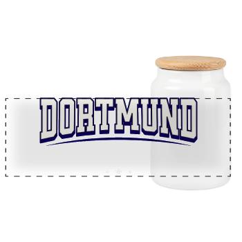 Maillot de Dortmund pour les supporters allemands - Boîte à biscuits avec couvercle en bois - blanc - Devant