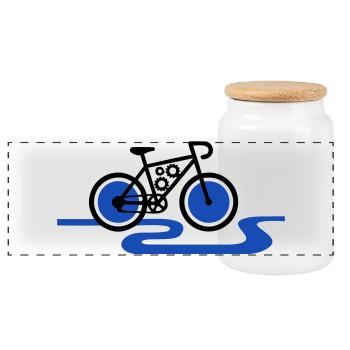 Modern E-Bike Gear Motor - Panoramic Cookie Jar with Wooden Lid - white - Front