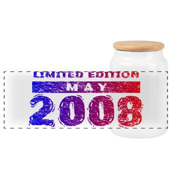 18th Birthday Limited Edition 05/2008 - Panoramic Cookie Jar with Wooden Lid - white - Front