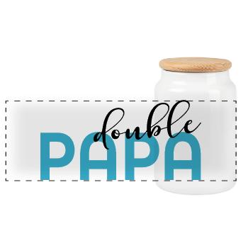 Father of two children - Panoramic Cookie Jar with Wooden Lid - white - Front