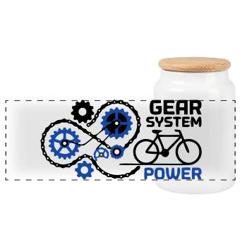 Génial Gear System Bike Nerd - Boîte à biscuits avec couvercle en bois - blanc - Devant