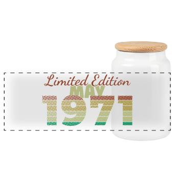 55th Birthday Limited Edition (SCR) 05/1971 - Panoramic Cookie Jar with Wooden Lid - white - Front