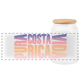 Costa Rica Pura Vida - Panoramic Cookie Jar with Wooden Lid - white - Front