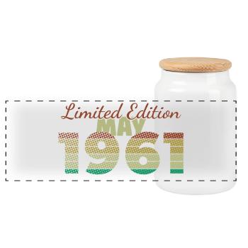 65th Birthday Limited Edition (SCR) 05/1961 - Panoramic Cookie Jar with Wooden Lid - white - Front