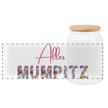 Alles Mumpitz - Konfetti - Wortschätze - Panorama Keksdose mit Holzdeckel - Weiß - Vorne