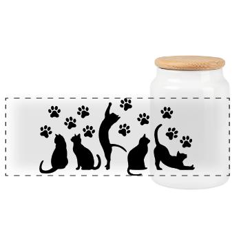 Black Cats Squad – Minimalistische Ästhetik - Panorama Keksdose mit Holzdeckel - Weiß - Vorne