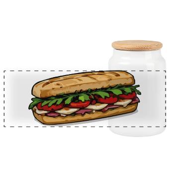 Fresh sandwich illustration design - Panoramic Cookie Jar with Wooden Lid - white - Front