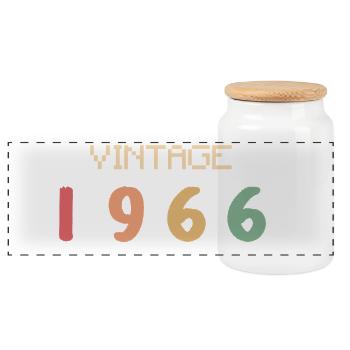 Vintage Watercolor 60 Years Sixties Party 1966 - Panoramic Cookie Jar with Wooden Lid - white - Front