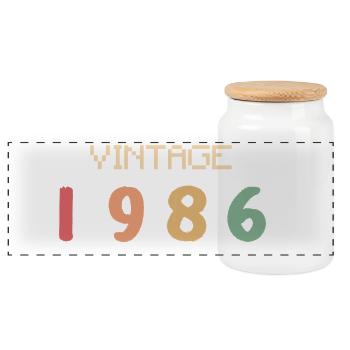 Aquarelle Vintage 40 Ans Quarantaine Fête 1986 - Boîte à biscuits avec couvercle en bois - blanc - Devant
