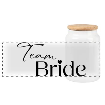 Team Bride - Panoramic Cookie Jar with Wooden Lid - white - Front