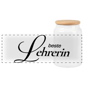 Beste Lehrerin - Panorama Keksdose mit Holzdeckel - Weiß - Vorne