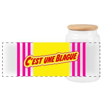 C'est une blague - Boîte à biscuits avec couvercle en bois - blanc - Devant